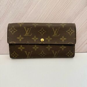 Louis Vuitton Monogram Sarah Wallet Canvas FULL SET with box dust bag Vintage
